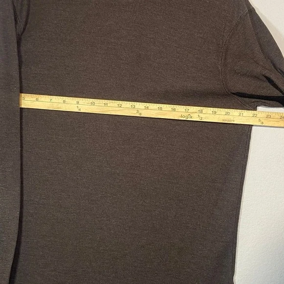 Gap Men's Long Sleeve Waffle‎ Knit Crew Neck Shirt Sz L Woodsy Brown Classic Tee - Picture 6 of 8